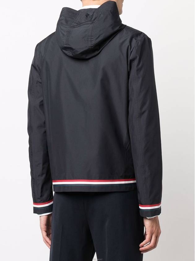 Men's Navy Three Stripes Shell Wind Jacket - THOM BROWNE - BALAAN.