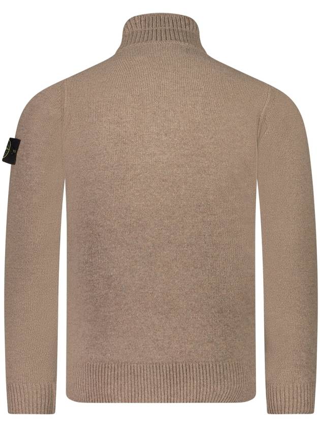 Wappen Patch Half Button Lambswool Knit Top Brown - STONE ISLAND - BALAAN 3