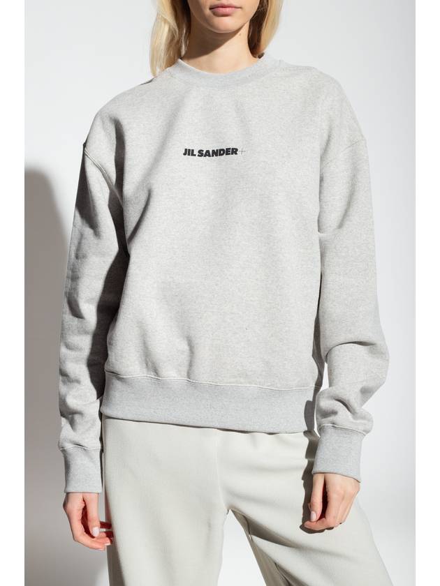 Front Logo Cotton Sweatshirt Grey - JIL SANDER - BALAAN 4