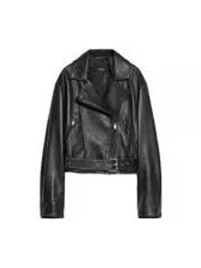 Saletta Leather Biker Jacket Black - MAX MARA - BALAAN 2