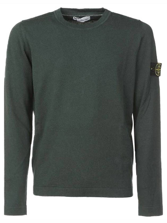 Men's Wappen Patch Crew Neck Cotton Knit Top Green - STONE ISLAND - BALAAN 2