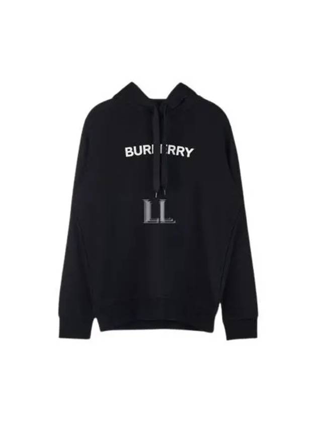 Logo Print Cotton Hoodie Black - BURBERRY - BALAAN 2