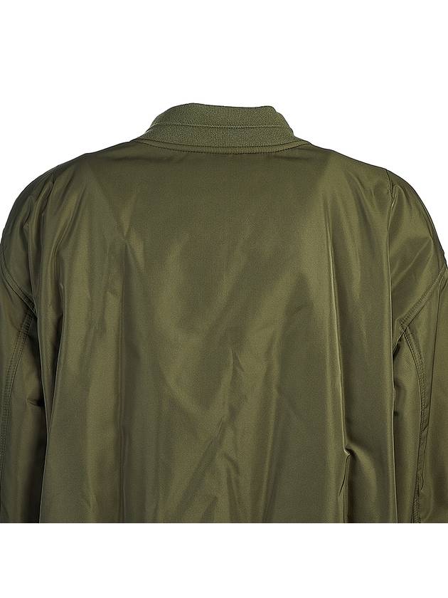 Sleeve Pocket Zipper Linen Bomber Jacket Dark Green - LORO PIANA - BALAAN 6