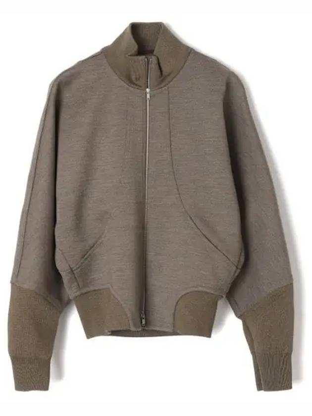 Women's Melange Compact Jersey Wool Zip-Up Jacket Khaki - JIL SANDER - BALAAN 1