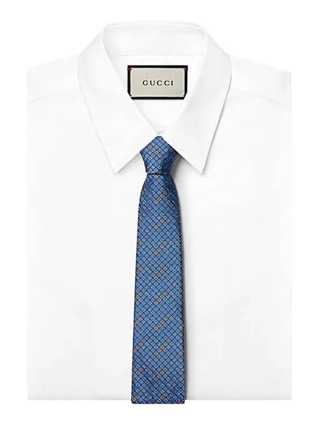 Silk Jacquard Tie Light Blue - GUCCI - BALAAN 4