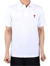 Small Heart Logo Polo Shirt White - AMI - BALAAN 2