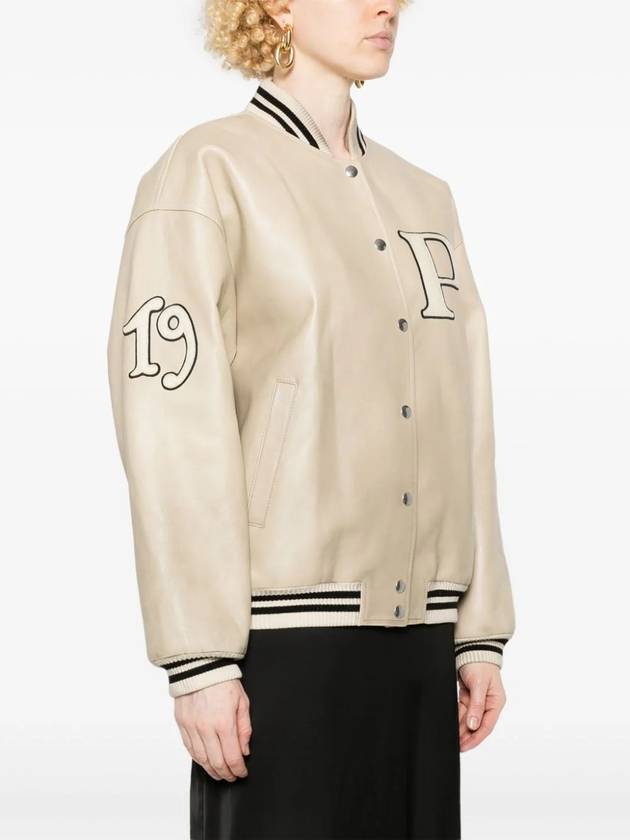 Patch leather bomber jacket ivory - PRADA - BALAAN 4