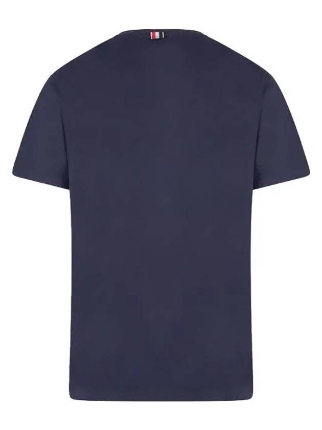 Men's Side Slit Relaxed Short Sleeve T-Shirt Navy - THOM BROWNE - BALAAN 3