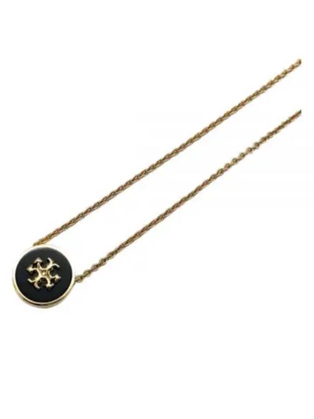 Kira Enamel Pendant Necklace Tory Gold Black - TORY BURCH - BALAAN 2