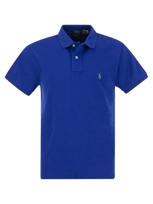 Embroidered Pony Logo Green Polo Shirt Dark Blue - POLO RALPH LAUREN - BALAAN 1