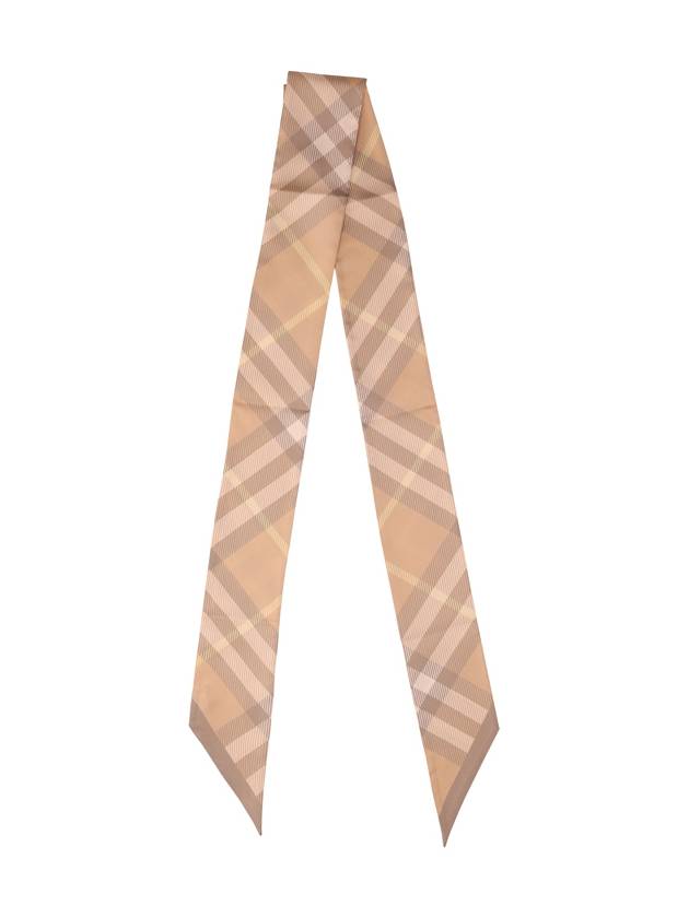 Skinny Check Silk Scarf Flax - BURBERRY - BALAAN 2