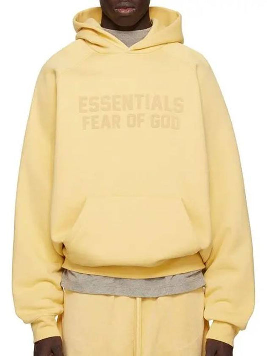 Essentials Cotton Blend Fleece Raglan Logo Kangaroo Pocket Hoodie - FEAR OF GOD ESSENTIALS - BALAAN 1