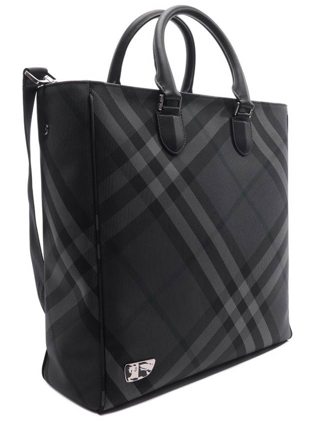 Grid Check Tote Bag Grey - BURBERRY - BALAAN 4