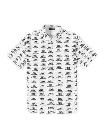 Logo Pattern Shirt Short Sleeve White 725382 TNL88 - BALENCIAGA - BALAAN 1