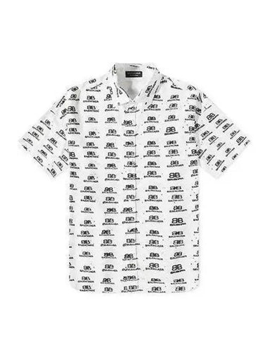 Logo Pattern Shirt Short Sleeve White 725382 TNL88 - BALENCIAGA - BALAAN 1