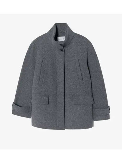 Women's Wool High Neck Single Coat Charcoal - LACOSTE - BALAAN 2