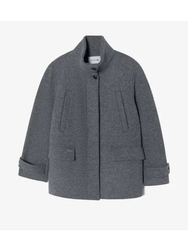 Women s Wool High Neck Coat Charcoal Gray - LACOSTE - BALAAN 1