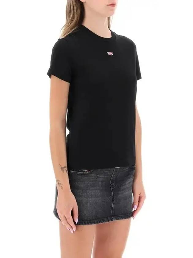 T Reg D Regular Fit Cotton Short Sleeve T-Shirt Black - DIESEL - BALAAN 3