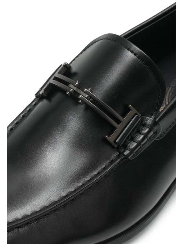 Double T Logo Leather Loafers Black - TOD'S - BALAAN 6