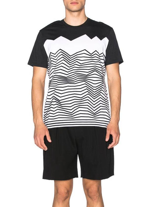 Zigzag intarsia printing t-shirt black BJT72I A539S 1118 - NEIL BARRETT - BALAAN 2