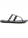 Rockstud Flat Rubber Flip Flops Black - VALENTINO - BALAAN 3