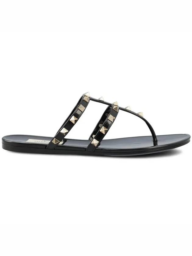 Rockstud Strap Sandals Black - VALENTINO - BALAAN 3