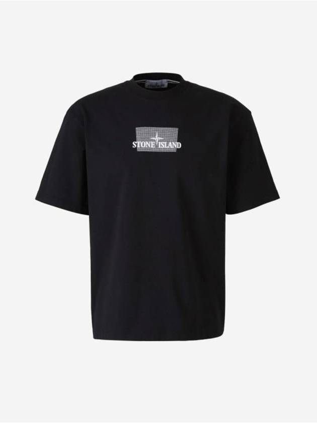 Logo Print Short Sleeve T-Shirt Black - STONE ISLAND - BALAAN 1