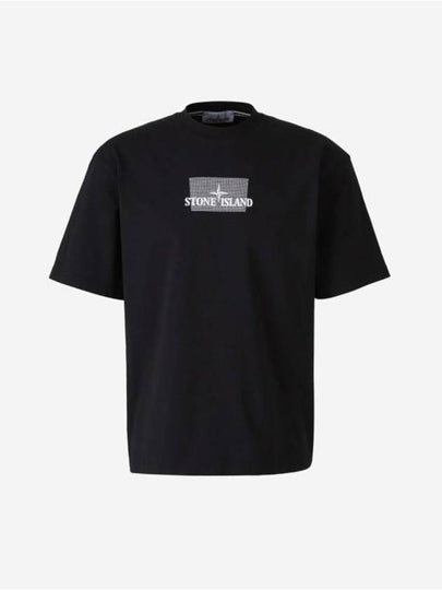 Logo Print Short Sleeve T-Shirt Black - STONE ISLAND - BALAAN 2