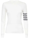 Milano Stitch Crewneck 4-Bar Cotton Crepe Knit Top White - THOM BROWNE - BALAAN 2