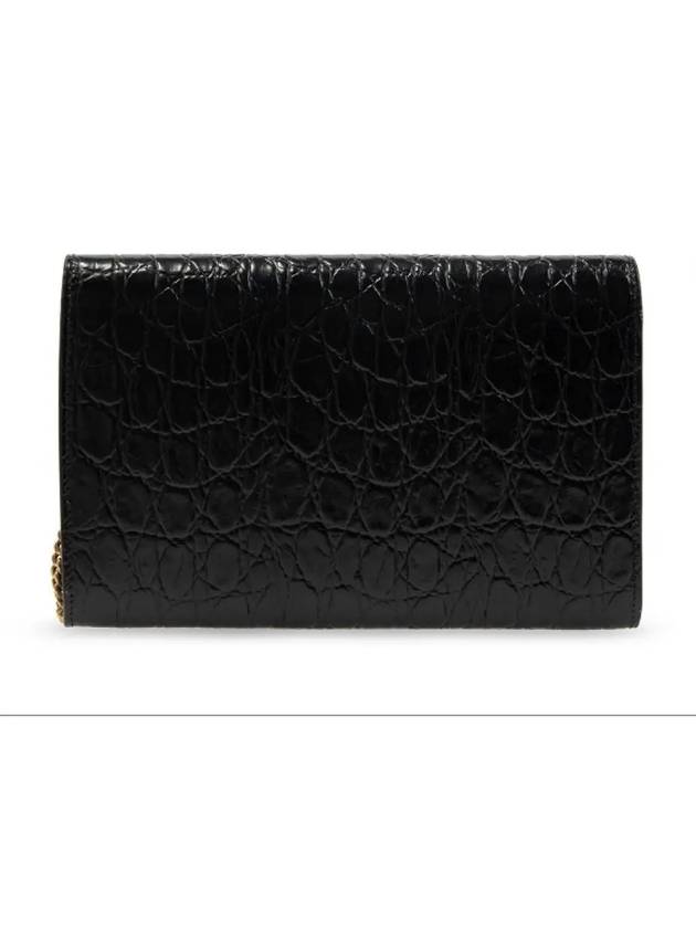 Uptown Crocodile Embossed Leather Chain Wallet Black - SAINT LAURENT - BALAAN 4