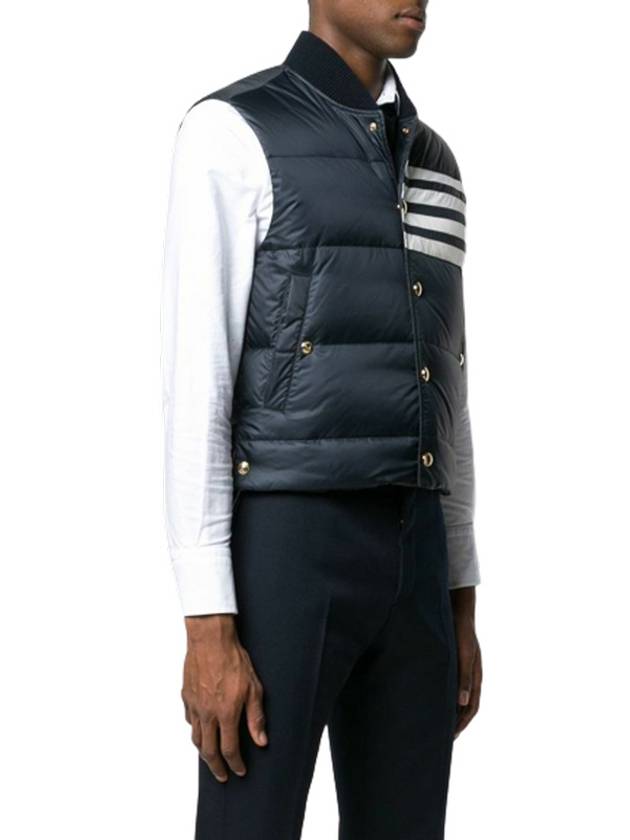 Men's Matte Diagonal Nylon Down Padded Vest Navy - THOM BROWNE - BALAAN 3