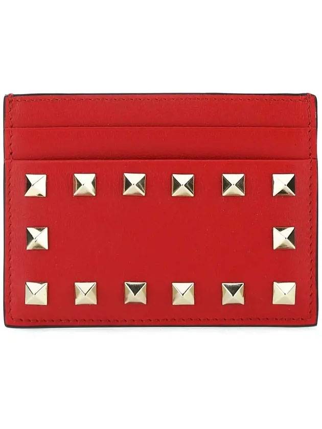 Rockstud Card Wallet Red - VALENTINO - BALAAN 1