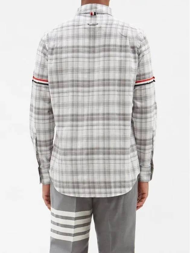 RWB Armband Plaid Long Sleeve Shirt Grey - THOM BROWNE - BALAAN 6