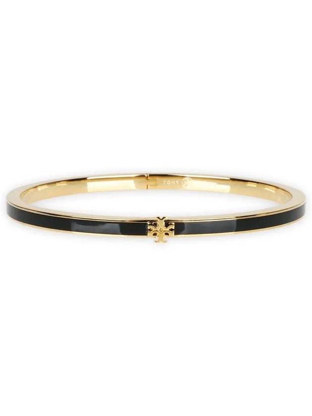 Thin Kira Logo Bracelet Black Gold - TORY BURCH - BALAAN 2