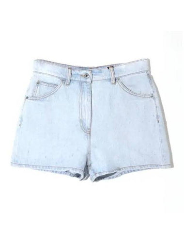 High Waist Denim Shorts Light Blue - MSGM - BALAAN 1