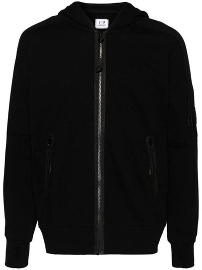 Diagonal Raised Fleece Hooded Jacket Black - CP COMPANY - BALAAN 2