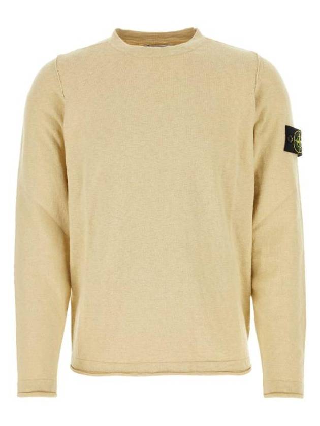 Compass Badge Ribbed Cotton Knit Top Beige - STONE ISLAND - BALAAN 1