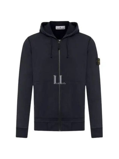 Garment Dyed Cotton Fleece Full Zip Hooded Jacket Navy - STONE ISLAND - BALAAN 2