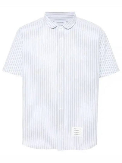 Men's Striped Short Sleeve Shirt White - THOM BROWNE - BALAAN 2