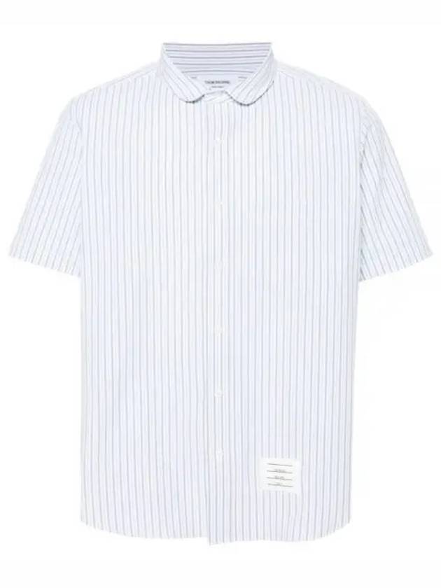 Men's Striped Short Sleeve Shirt White - THOM BROWNE - BALAAN 2