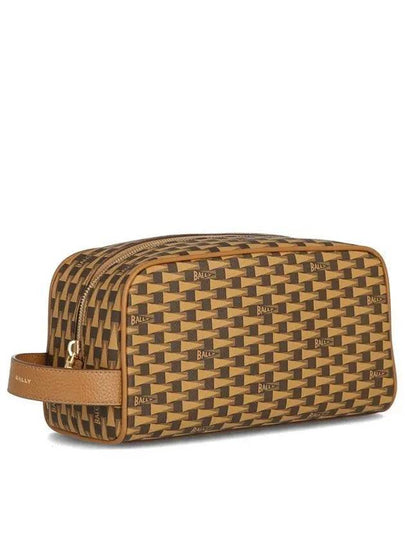 Logo Print Wash Pouch Bag Brown - BALLY - BALAAN 2