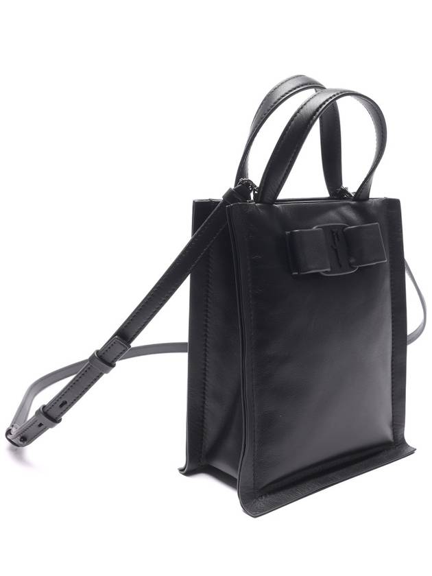 Viva Bow Mini Tote Bag Black - SALVATORE FERRAGAMO - BALAAN 4