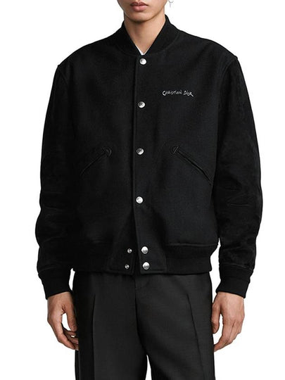 Tag Wool Blend Varsity Jacket Black - DIOR - BALAAN 2