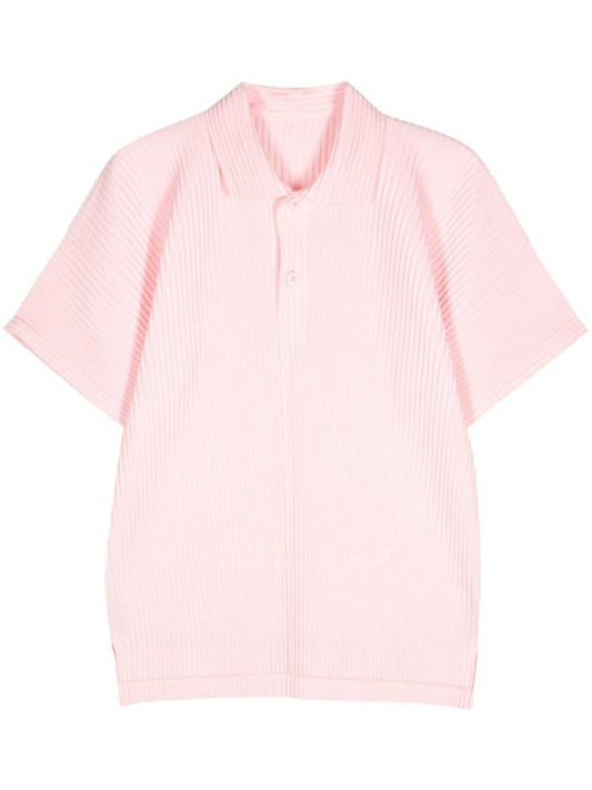 Homme Plissé MC May Knit Polo Shirt Pink - ISSEY MIYAKE - BALAAN 1