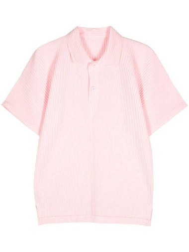 Homme Plissé MC May Knit Polo Shirt Pink - ISSEY MIYAKE - BALAAN 1