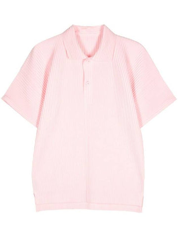 Homme Plissé MC May Knit Polo Shirt Pink - ISSEY MIYAKE - BALAAN 1