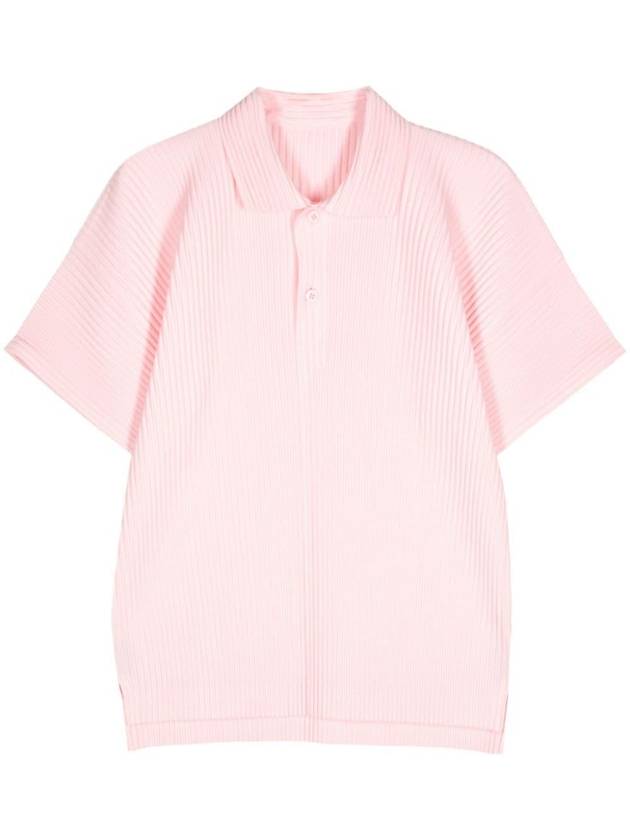 Homme Plissé MC May Knit Polo Shirt Pink - ISSEY MIYAKE - BALAAN 1