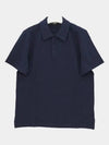 Men's Button Detail Short Sleeve Jacquard Polo Shirt Navy - FENDI - BALAAN 2