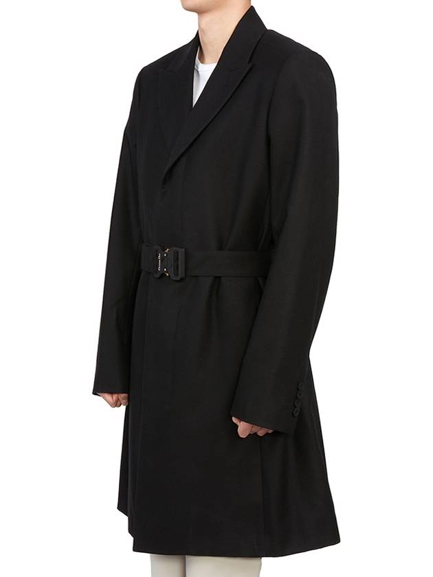 Logo Buckle Wool Single Coat Black - DIOR - BALAAN 3