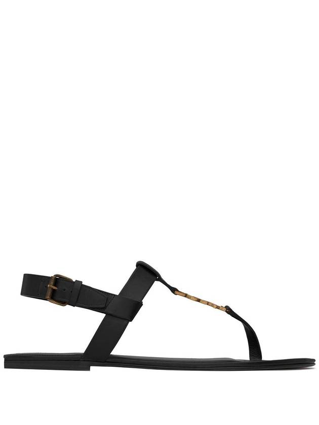 Men's Cassandra Strap Leather Sandals Black - SAINT LAURENT - BALAAN 2